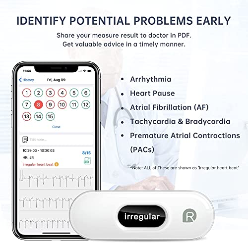 Wellue DuoEK-S Monitor Personal de ECG, Monitores Cardíacos Portátiles Inalámbricos Bluetooth con Pantalla OLED de 0,96 Pulgadas, Monitoreo de 30s-5min, APP para iOS y Android