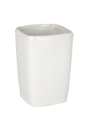 Wenko Faro Vaso para Cepillos de Dientes, Cerámica, Blanco, 7.5x7.5x10.7 cm