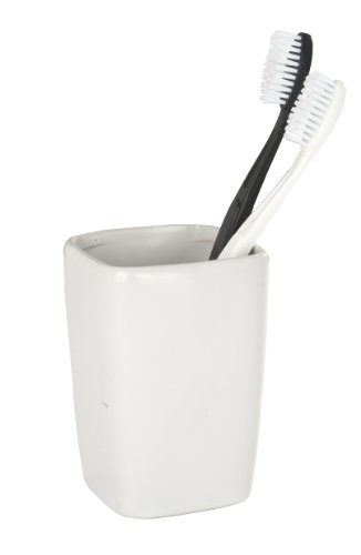 Wenko Faro Vaso para Cepillos de Dientes, Cerámica, Blanco, 7.5x7.5x10.7 cm