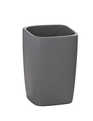 Wenko Faro Vaso para Cepillos de Dientes, Cerámica, Gris, 7.5x7.5x10.7 cm