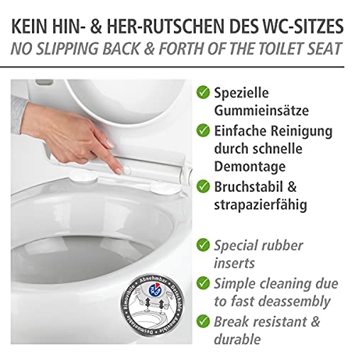 WENKO Tapa de WC Kos blanco - dispositivo automático de descenso, Thermoplast, 37 x 44 cm, Blanco