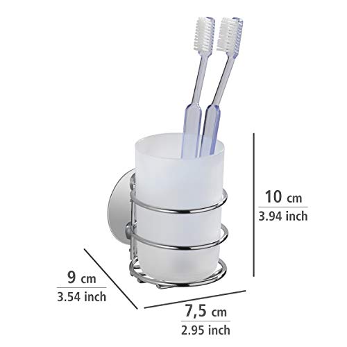 WENKO Turbo-Loc® vaso higiene dental - fijar sin taladrar, Acero, 7.5 x 10 x 9 cm, Cromo