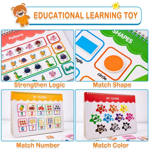 Weokeey Juegos Montessori, Tablero Montessori con 12 Temas Juguete Numeros Juegos Educativos con Letras Números Formas Colores, Juguetes Niños, Niñas, Niños Pequeños de 3 4 5 6 Años