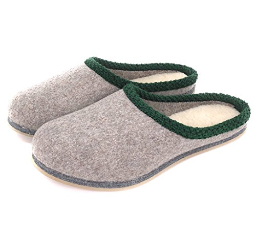 WEROR WEROR-104.1 - Pantuflas de fieltro para hombre y mujer, color Gris, talla 41 EU