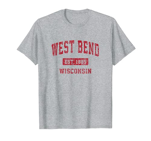 West Bend Wisconsin WI Vintage Deportes Diseño Rojo Camiseta