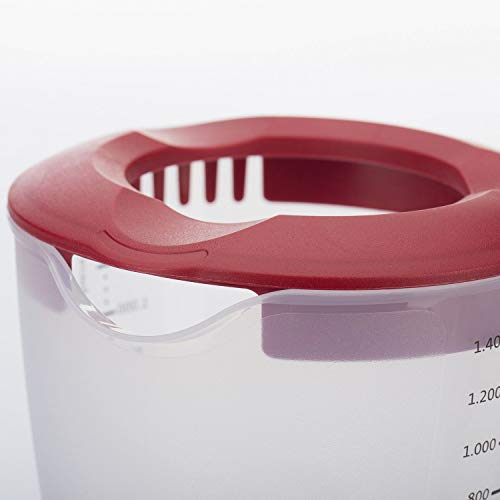 Westmark Vaso mezclador/medidor con protector contra salpicaduras, Tapa y pico, Plástico, Capacidad 1.4 litros, Helena, Transparente/rojo, 3105227R