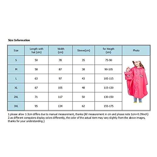 Wetry Poncho Lluvia Niña Niño Chubasquero Infantil Ligero 100% Impermeable Chaqueta Poncho Impermeable Bebe Capa de Lluvia para Niños y Niñas Adolescentes 75-170cm