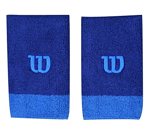 Wilson Extra Wide Wristband Navy Wil/Clem - Muñequera Unisex, Color Azul, Talla OSFA