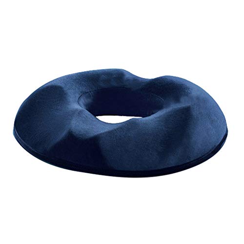 Wincal Cojín para hemorroides: Silla de Espuma viscoelástica para Oficina Cojín Hueco Cojín de rosquilla Cojín postoperatorio antiescaras Disponible en Todas Las Estaciones(Azul Oscuro)