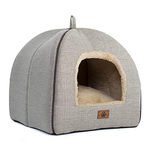 WINDRACING Cozy Cat Cave - Casa para gatos climatizada para interiores y gatos, plegable, calmante, 2 en 1, para cama de gatito, con cojín extraíble y lavable, suave para mascotas, color gris, 38 cm