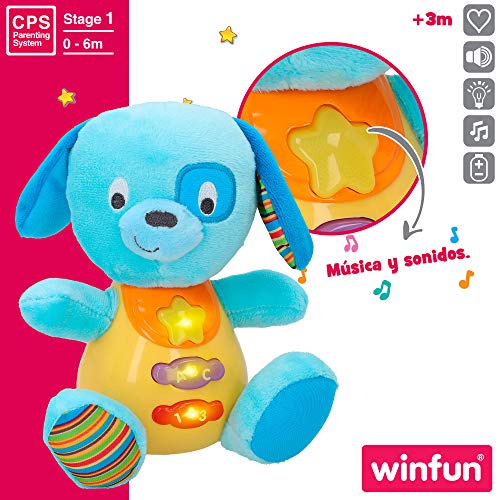 winfun - Peluche luces y sonidos, Peluche musical, Primera infancia, Juguetes interactivos musicales, Peluche interactivo Perrito, Juguetes bebé 6 meses, Peluche bebé, Perrito peluche (85175)