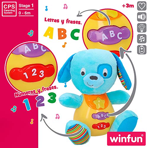 winfun - Peluche luces y sonidos, Peluche musical, Primera infancia, Juguetes interactivos musicales, Peluche interactivo Perrito, Juguetes bebé 6 meses, Peluche bebé, Perrito peluche (85175)