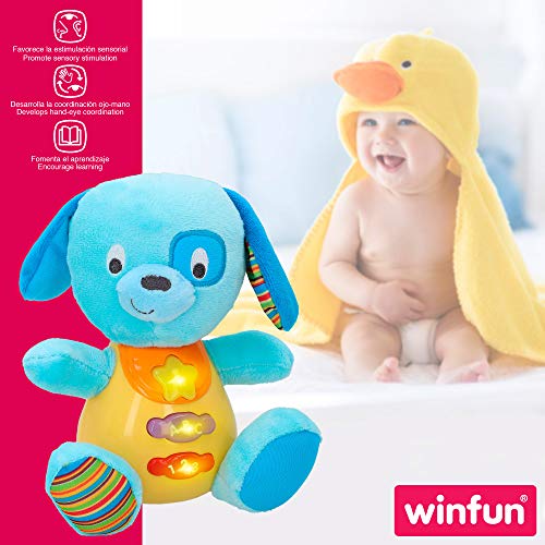 winfun - Peluche luces y sonidos, Peluche musical, Primera infancia, Juguetes interactivos musicales, Peluche interactivo Perrito, Juguetes bebé 6 meses, Peluche bebé, Perrito peluche (85175)