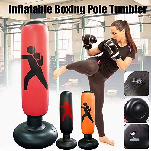 WingFly Saco de Boxeo, Boxeo Inflable autoportante Aptitud Objetivo Bolso del Soporte de la Torre, Perforación Kick Formación Tumbler Bop Bolsa para Aliviar la Presión (Rojo)