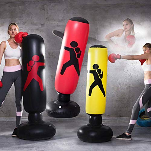 WingFly Saco de Boxeo, Boxeo Inflable autoportante Aptitud Objetivo Bolso del Soporte de la Torre, Perforación Kick Formación Tumbler Bop Bolsa para Aliviar la Presión (Rojo)