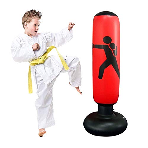 WingFly Saco de Boxeo, Boxeo Inflable autoportante Aptitud Objetivo Bolso del Soporte de la Torre, Perforación Kick Formación Tumbler Bop Bolsa para Aliviar la Presión (Rojo)