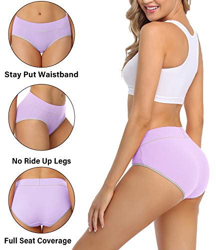 wirarpa Bragas Mujer Cintura Midi Algodón Braguitas Multicolore 5 Pack Talla M