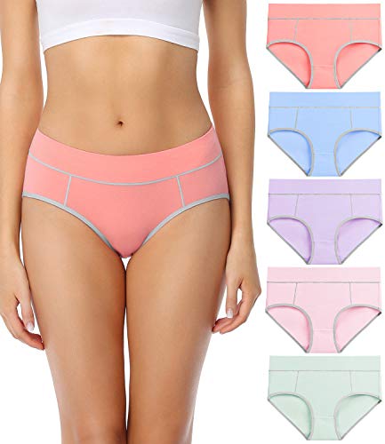 wirarpa Bragas Mujer Cintura Midi Algodón Braguitas Multicolore 5 Pack Talla M