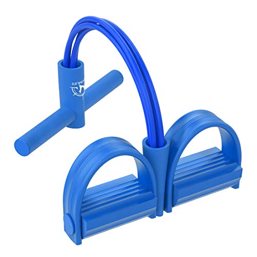 WISDOMLIFE Cuerda para ejercitar piernas, 4 Tubos, multifunción, para Yoga, Fitness, Pedal, dominadas, Culturismo, etc. Bandas de Ejercicio de Resistencia para Gimnasio en casa (Azul)