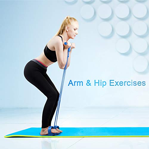 WISDOMLIFE Cuerda para ejercitar piernas, 4 Tubos, multifunción, para Yoga, Fitness, Pedal, dominadas, Culturismo, etc. Bandas de Ejercicio de Resistencia para Gimnasio en casa (Azul)