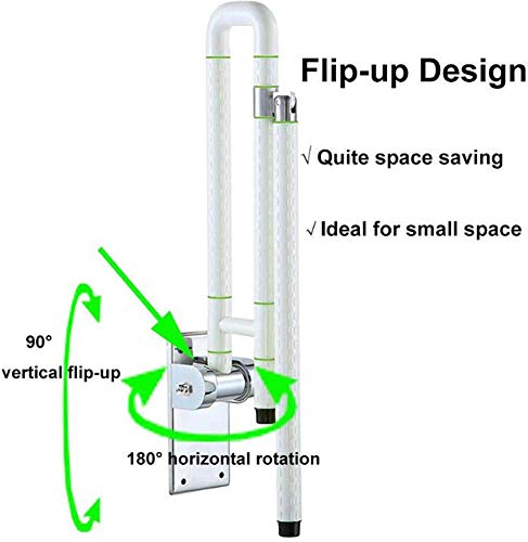 WLKQ Barra abatible baño, Doble Barra de Seguridad, Arco, para Ayuda con Discapacidades para baño Adaptado a Personas Mayores o con minusvalías