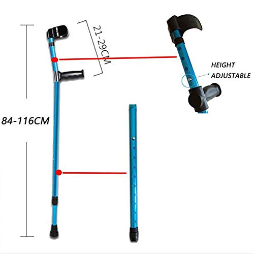 WLKQ Muletas de Antebrazo Ayudas para Caminar Plegable Muletas, Soporte de Codo Ligera de Aluminio Ajustable en Altura,Ayuda para Caminar Ligera, para Regalos de Padres y Madres,1 Pair