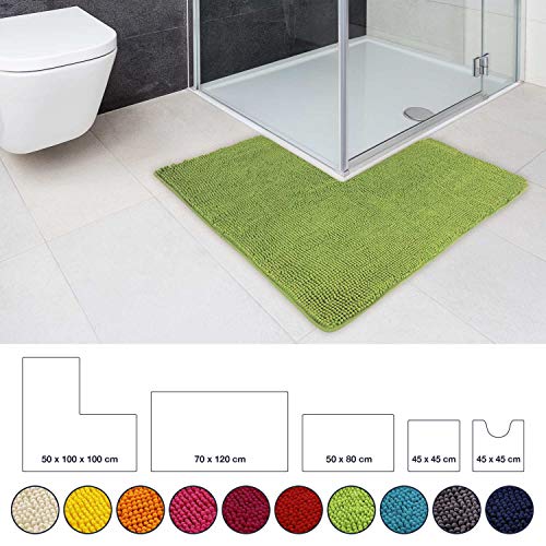 WohnDirect Alfombra de baño de Esquina de baño Azul • Puede combinarse en un Conjunto • Antideslizante y Lavable • Cómoda Y Súper Absorbente – 50 x 100 x 100 cm