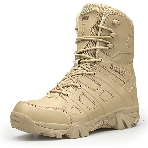 WOJIAO Botas Militares para Exteriores para Hombre Zapatos de Senderismo de Primavera y Verano Comando Botas de Nieve tácticas para el Desierto Impermeable y ponible