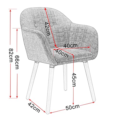 WOLTU 1x Sillas de Comedor Nordicas Estilo Vintage Juego de 1, Sillas de Cocina Sillas Tapizada con Reposabrazos en Lino, Estructura de Madera Sillas de Escritorio Gris Claro BH94hgr-1