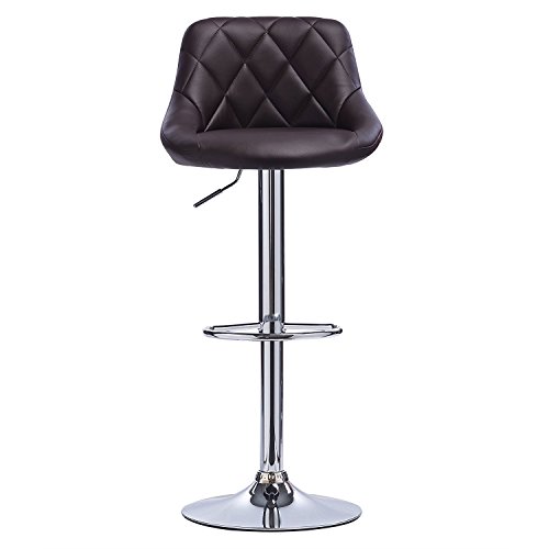 WOLTU 1x Taburete de Bar con Respaldo Cuero Sintético Taburetes Alto Cocina Regulable en Altura Taburete Giratorio Sillas Bar Taburete de Escritorio Negro BH23sz-1