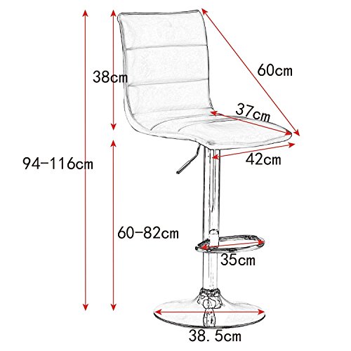 WOLTU 1x Taburete de Bar Regulable en Altura con Respaldo Juego de 1 Taburete Altos Cocina Giratorio Piel Sintética Cromado Silla Bar Blanco BH15ws-1