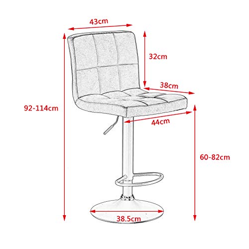 WOLTU 2 x Taburete de Bar Estilo Vintage Regulable en Altura y Giratorio Cuero Sintético para Bar Cocina Salon Dormitorio Marrón Oscuro BH112dbr-2