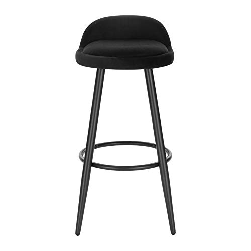 WOLTU 2X Taburete Alto de Cocina Taburete de Bar con Reposapiés Tapizados en Terciopelo Silla Alta Bar de Metal Negro BH296sz-2