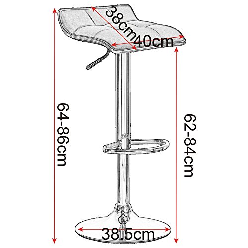 WOLTU 2X Taburetes de Bar Cuero Sintético Taburetes Alto Cocina Regulable en Altura Taburetes Giratorio Sillas Bar Tapizada Taburete de Trabajo Negro BH28sz-2