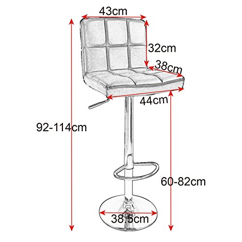 WOLTU 9108-1 1 x t Taburete de Bar Taburete de Caballete Taburete Giratorio y de Altura Regulable imitación de Cuero sintético Blanco