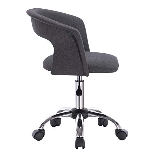 WOLTU BH39dgr Silla de Escritorio Ergonómica Silla de Ordenador Oficina Asiento de Lino Taburete de Giratorio con Ruedas Juedo de 1 Taburete de Trabajo Gris Oscuro