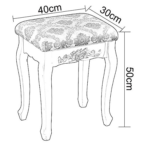 WOLTU Taburete de Maquillaje Taburete Tapizado Taburete Rústico Taburete de Madera MDF para Tocador Diseño Barroco Pintado Blanco MB6011