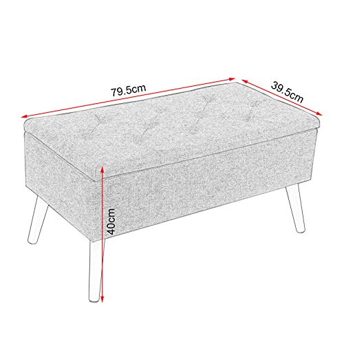 WOLTU Taburete Puff con Cajón de Almacenaje de Banco de Almacenamiento Zapatero con Asiento Asiento Tapizado de Lino 79,5x39,5x40cm Gris Oscuro, SH28dgr