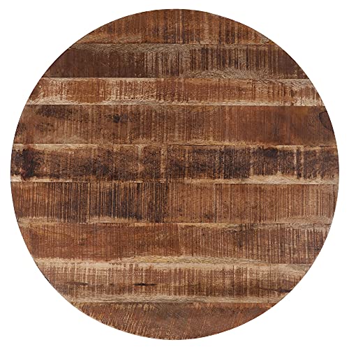 WOMO-DESIGN Juego de 3 Mesas de Café Auxiliares Ø 67/50/35 cm Madera Mango Natural Maciza con Estructura Metálica Recubrimiento Polvo Negro Diseño Industrial Tallado a Mano Mueble Decorativo Salón