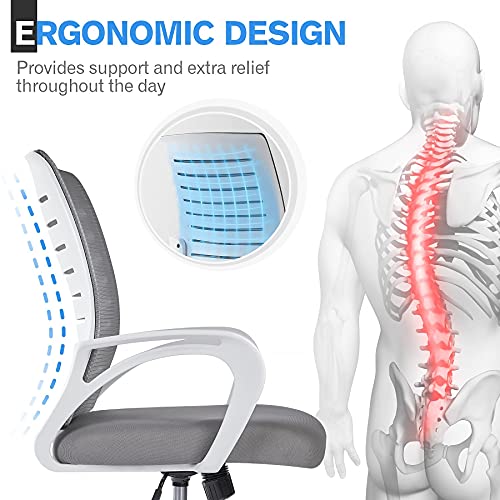 WONSEFOO Silla de Oficina Ergonómica, Versión Mejorada de La Silla Giratoria con Soporte Lumbar y Ruedas de Goma Transparente, Silla Giratoria para Computadora Ajustable de 360 ​​°