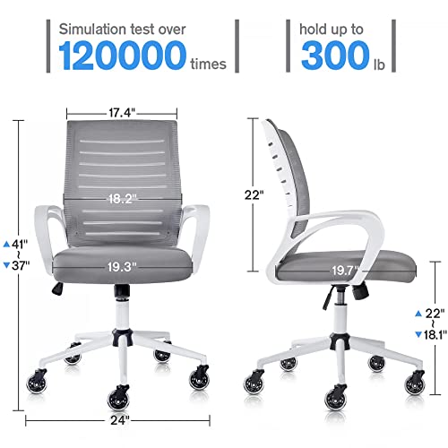 WONSEFOO Silla de Oficina Ergonómica, Versión Mejorada de La Silla Giratoria con Soporte Lumbar y Ruedas de Goma Transparente, Silla Giratoria para Computadora Ajustable de 360 ​​°