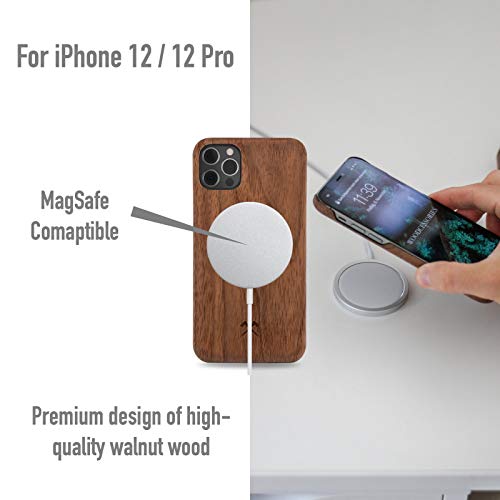 Woodcessories – Carcasa, Funda Compatible con iPhone 12/12 Pro, de Madera Real, EcoCase Slim (Nogal)