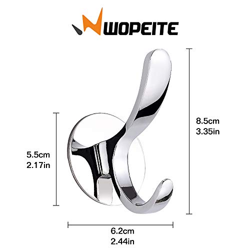 Wopeite Percha Baño Sin Taladro Gancho Toalla Adhesivo Para Pared Toalleros de Baño Acero Inoxidable 2 Piezas Plata