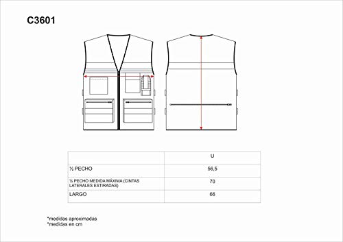 Work Team Chaleco de alta visibilidad con ajustes laterales, multibolsillos, dos cintas reflectantes. HOMBRE Naranja A.V. UNICA
