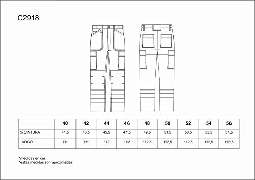 Work Team Pantalón Multibolsillos Combinado Alta Visibilidad. Cintas Reflectantes Diferentes tamaños. Hombre Negro+Naranja A.V. 54