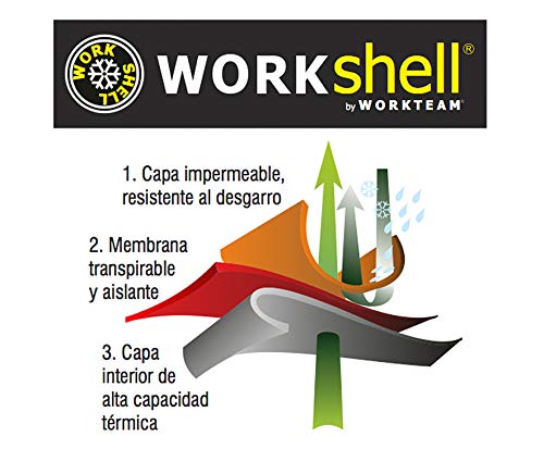 Work Team Workshell Combinado con Alta Visibilidad, 2 Cintas Reflectantes. Hombre Marino+Naranja A.V. XL