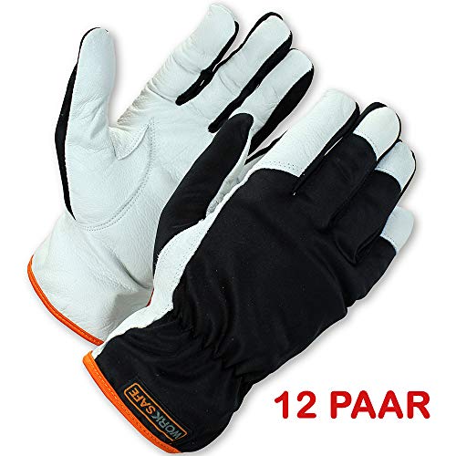 WORKSAFE 2059914 A10-122-Guantes de trabajo (piel de cabra, reforzados, 12 pares, talla 11 = XXL