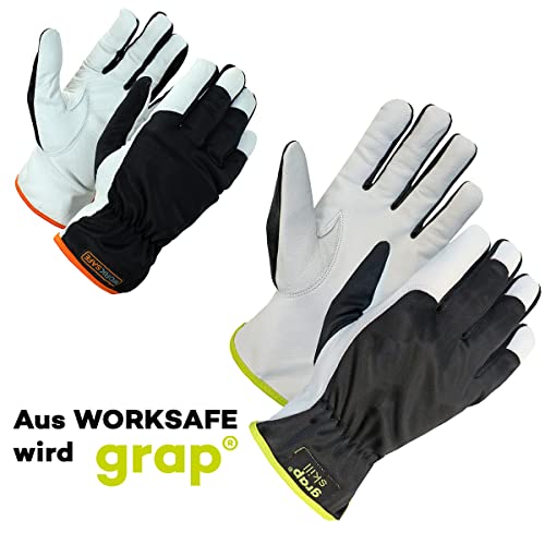 WORKSAFE 2059914 A10-122-Guantes de trabajo (piel de cabra, reforzados, 12 pares, talla 11 = XXL