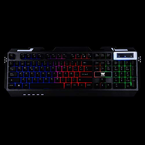 Woxter Stinger FX 80 K - Teclado Gaming retroiluminado con Base metálica Muy Resistente, 114 Teclas Anti-ghosting, QWERTY y conexión USB 2.0. Ideal para Gaming.