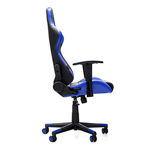 Woxter Stinger Station Silla gaming, eje acero, sistema de levantamiento, gas pistón clase 4, ergonómica, reposabrazos 2D, altura/inclinación ajustable, cojín lumbar/cervical, blue